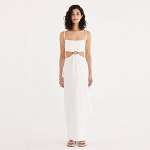 NWT Revolve Rumer The Label Avalon Ring White Linen Maxi Dress Women's size XS